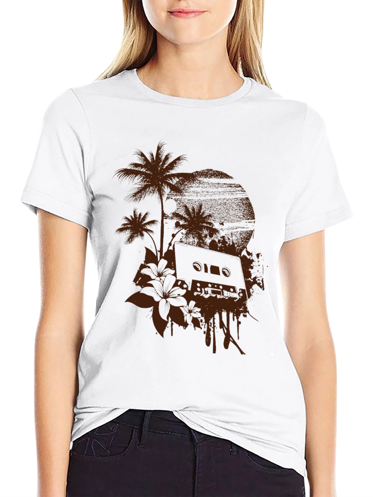 Tropical Cassette Tape Graphic T-Shirt