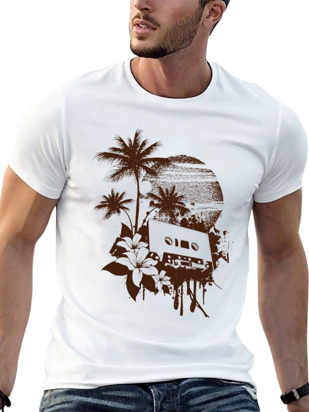 Tropical Cassette Tape Graphic T-Shirt