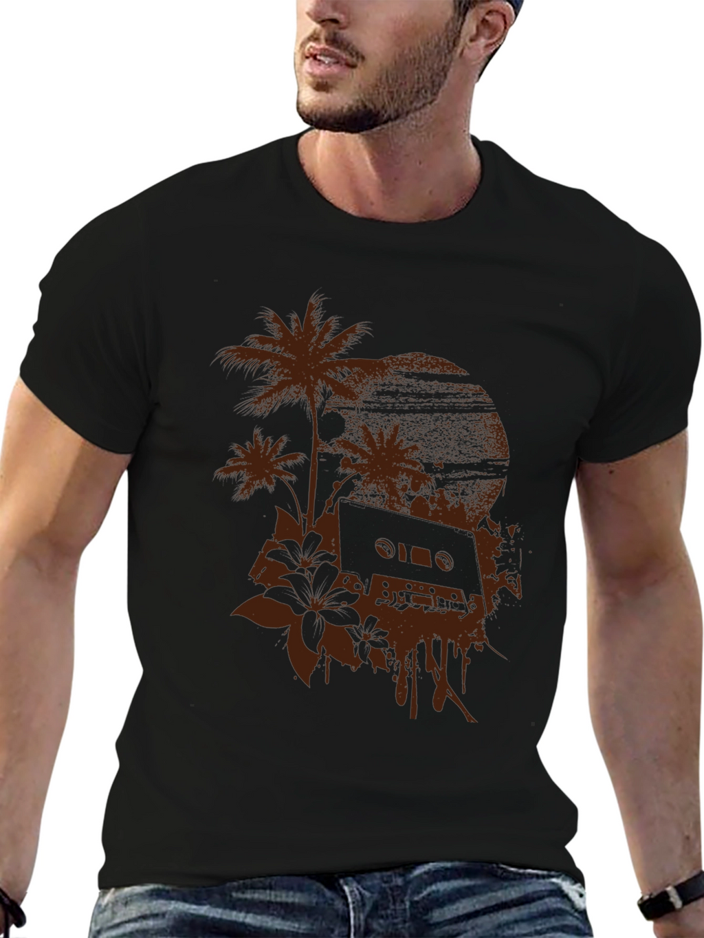 Tropical Cassette Tape Graphic T-Shirt