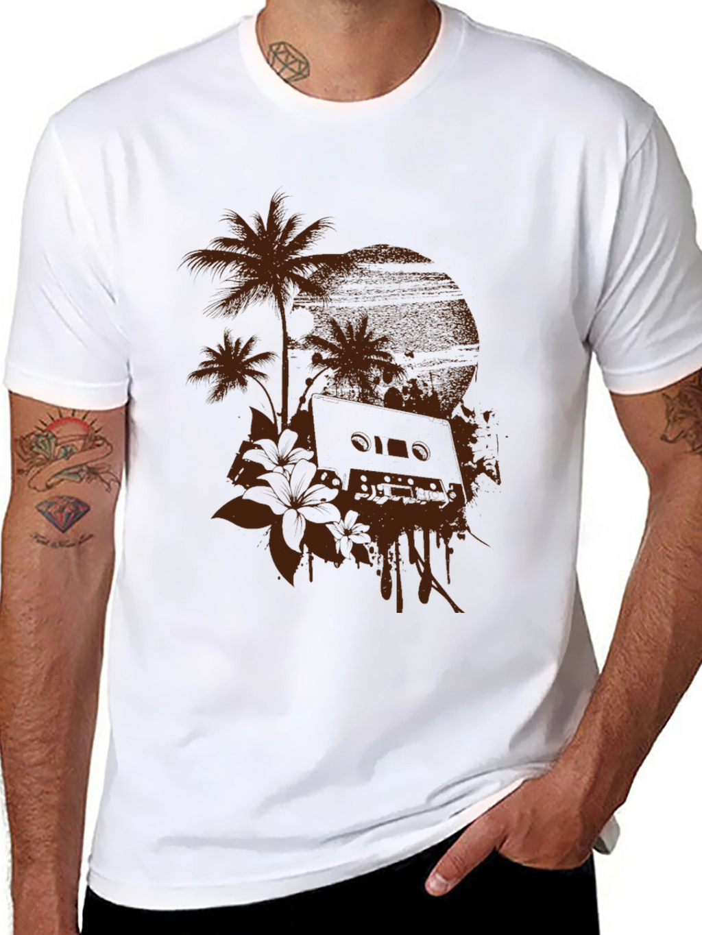 Tropical Cassette Tape Graphic T-Shirt