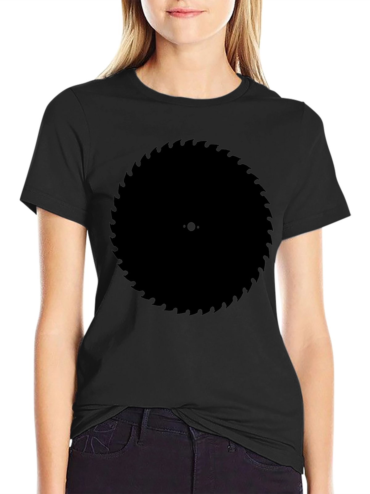 Black Circular Saw Blade Graphic Tee