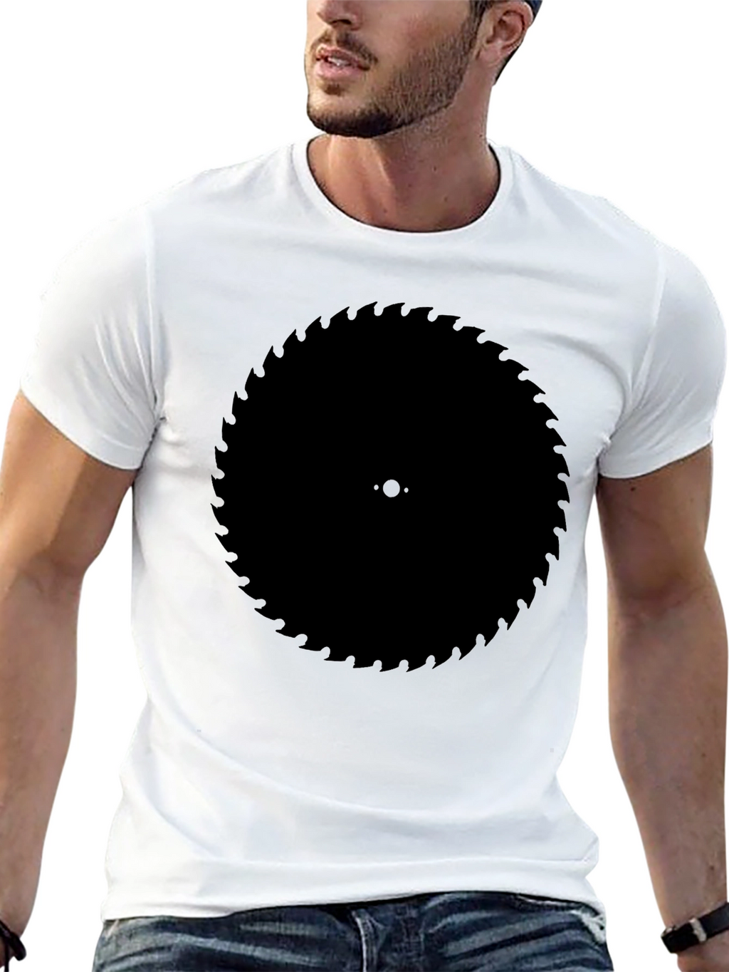 Black Circular Saw Blade Graphic Tee