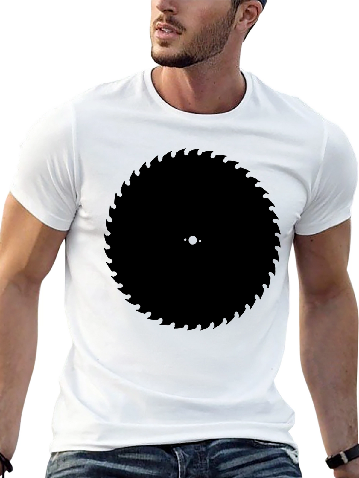 Black Circular Saw Blade Graphic Tee