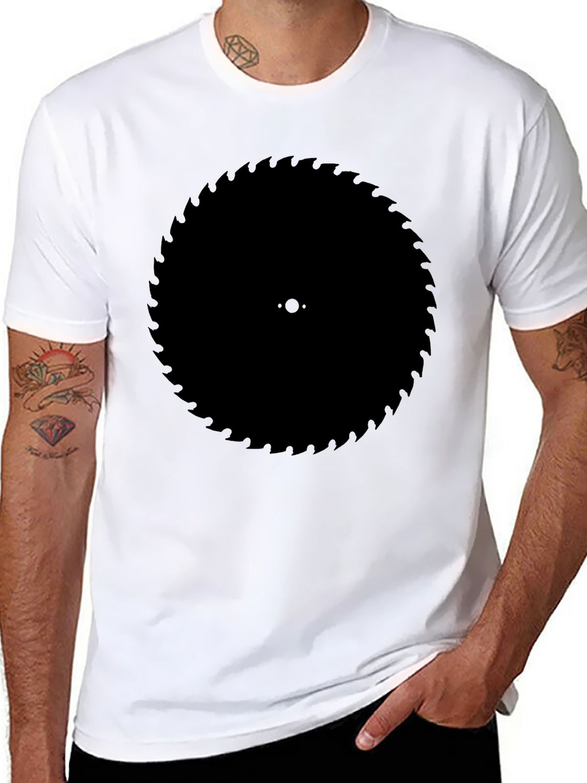 Black Circular Saw Blade Graphic Tee