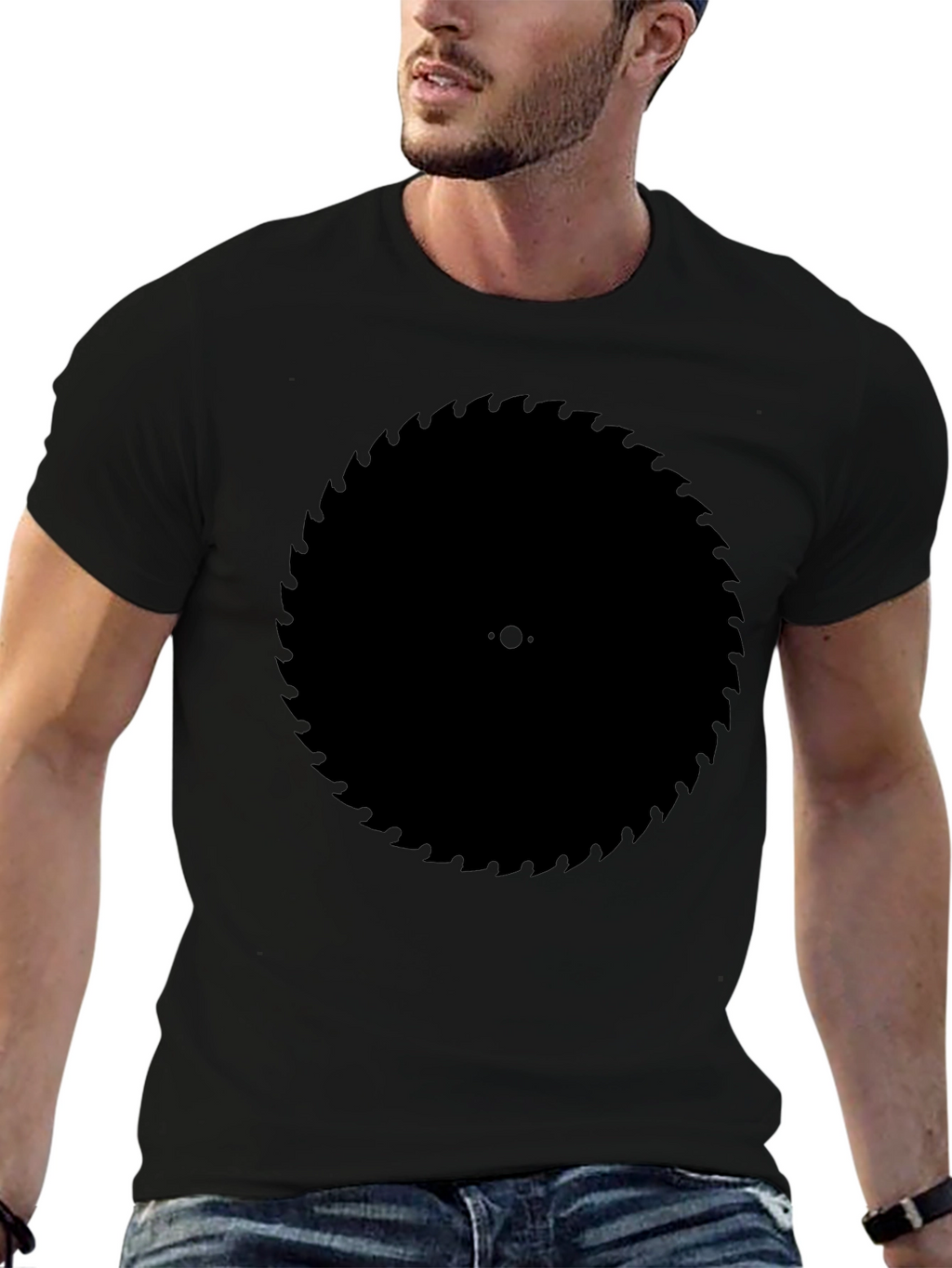 Black Circular Saw Blade Graphic Tee