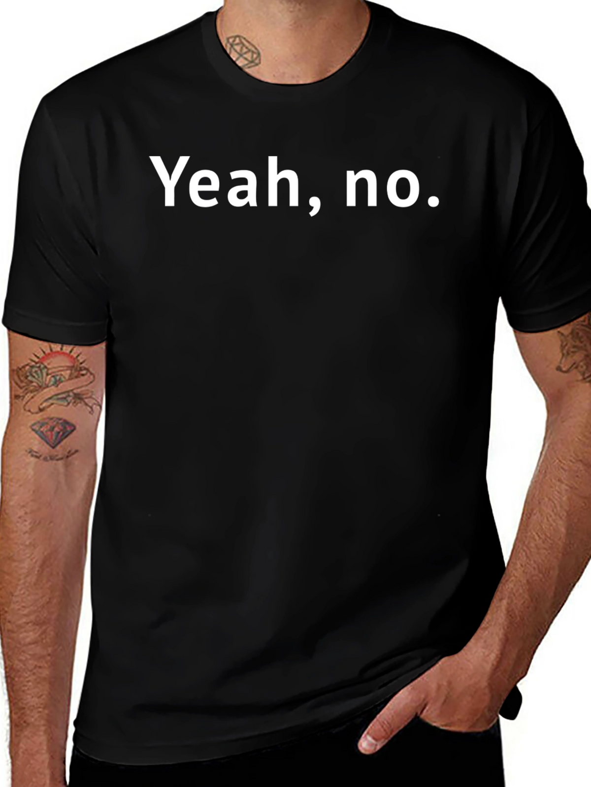 Yeah No. Graphic Tee - Mens Casual Black T-Shirt