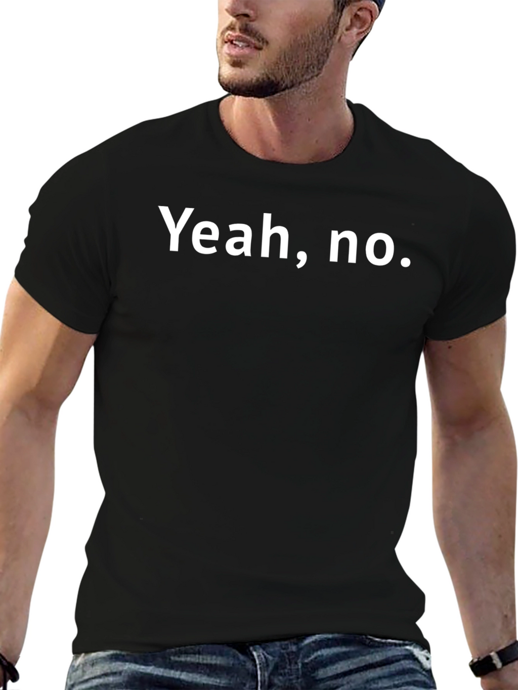 Yeah No. Graphic Tee - Mens Casual Black T-Shirt