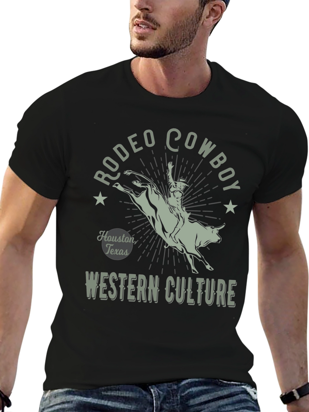 Rodeo Cowboy Graphic Tee - Western Culture Black T-Shirt