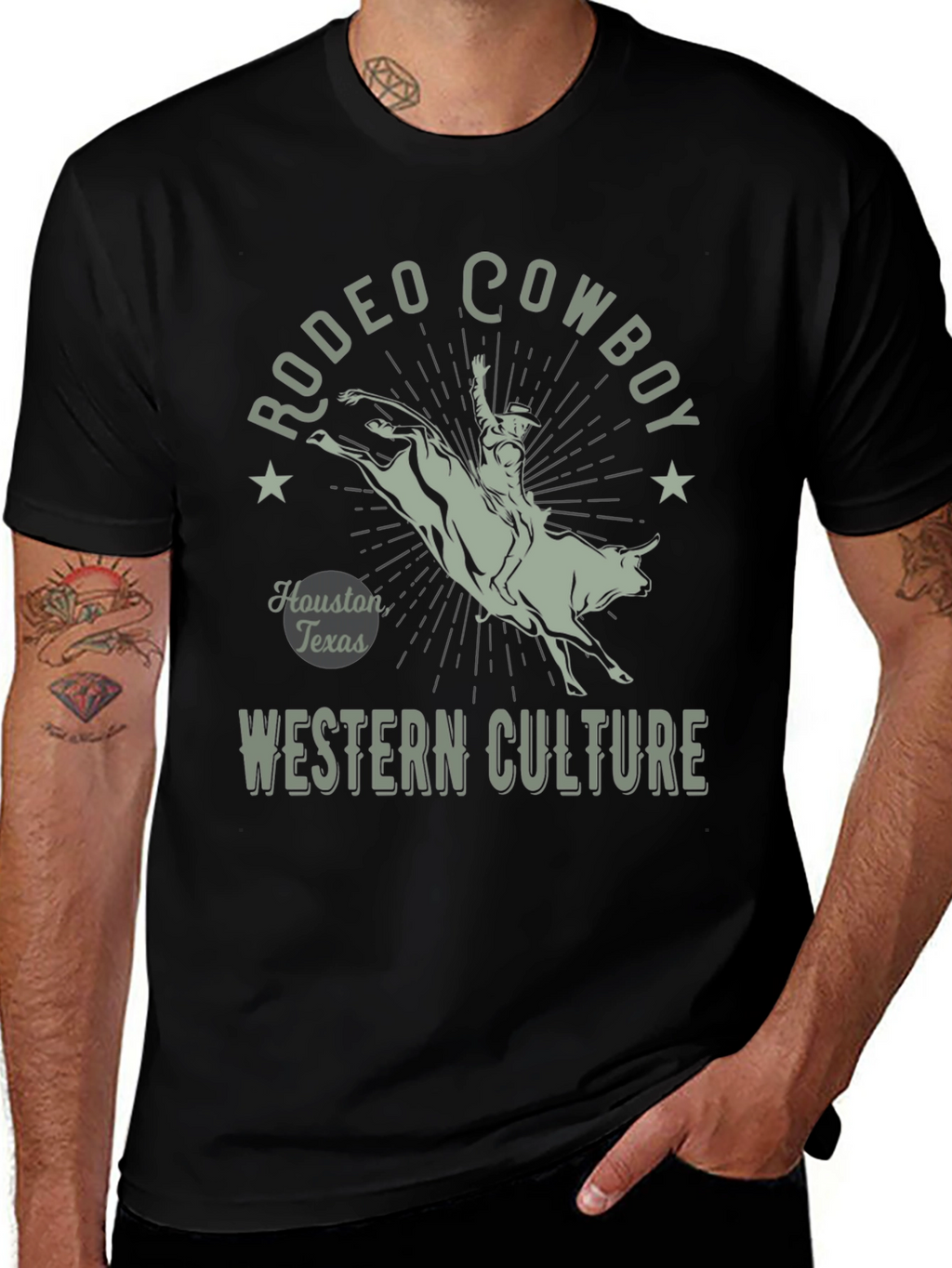 Rodeo Cowboy Graphic Tee - Western Culture Black T-Shirt