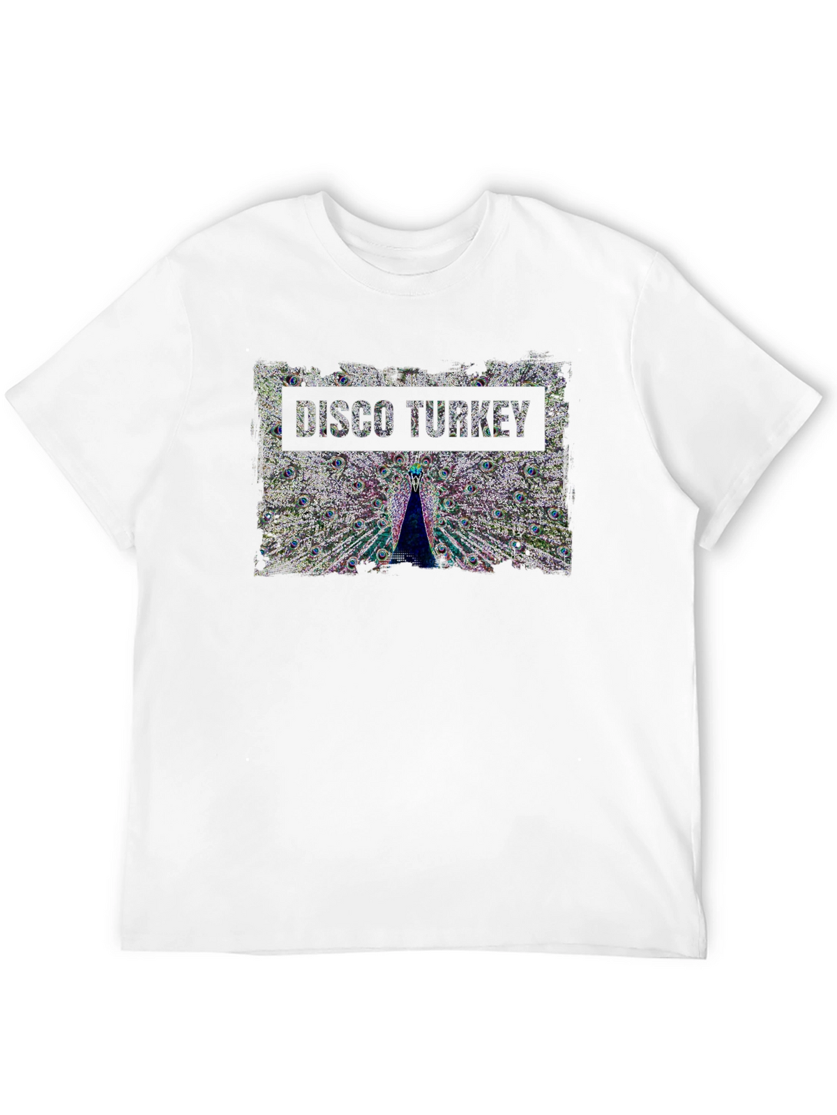 Disco Turkey Graphic Tee - Funky Peacock Design
