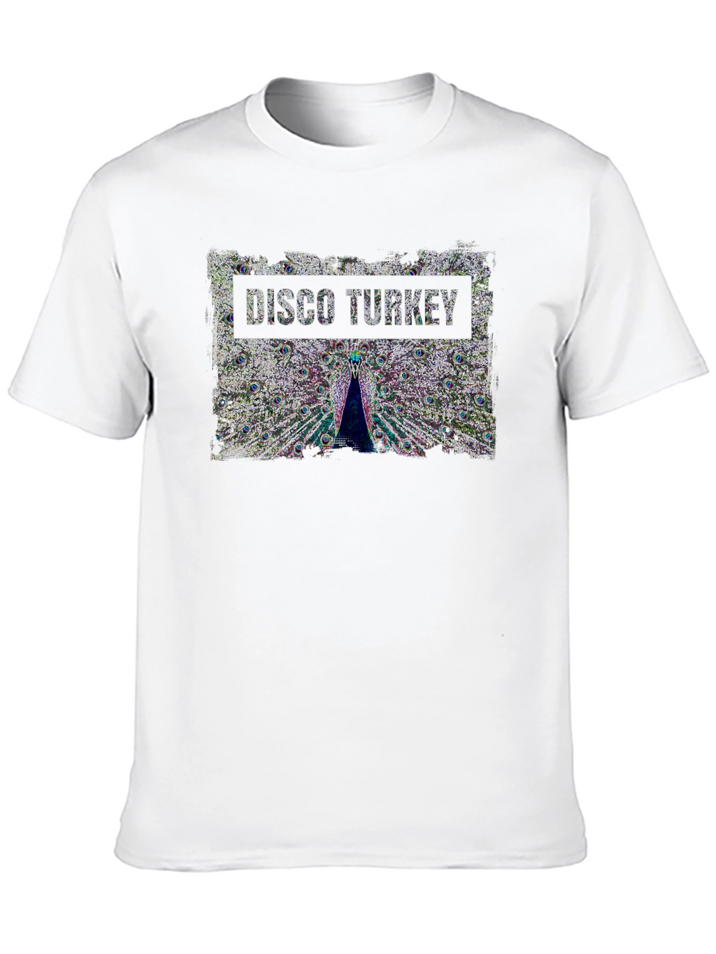 Disco Turkey Graphic Tee - Funky Peacock Design