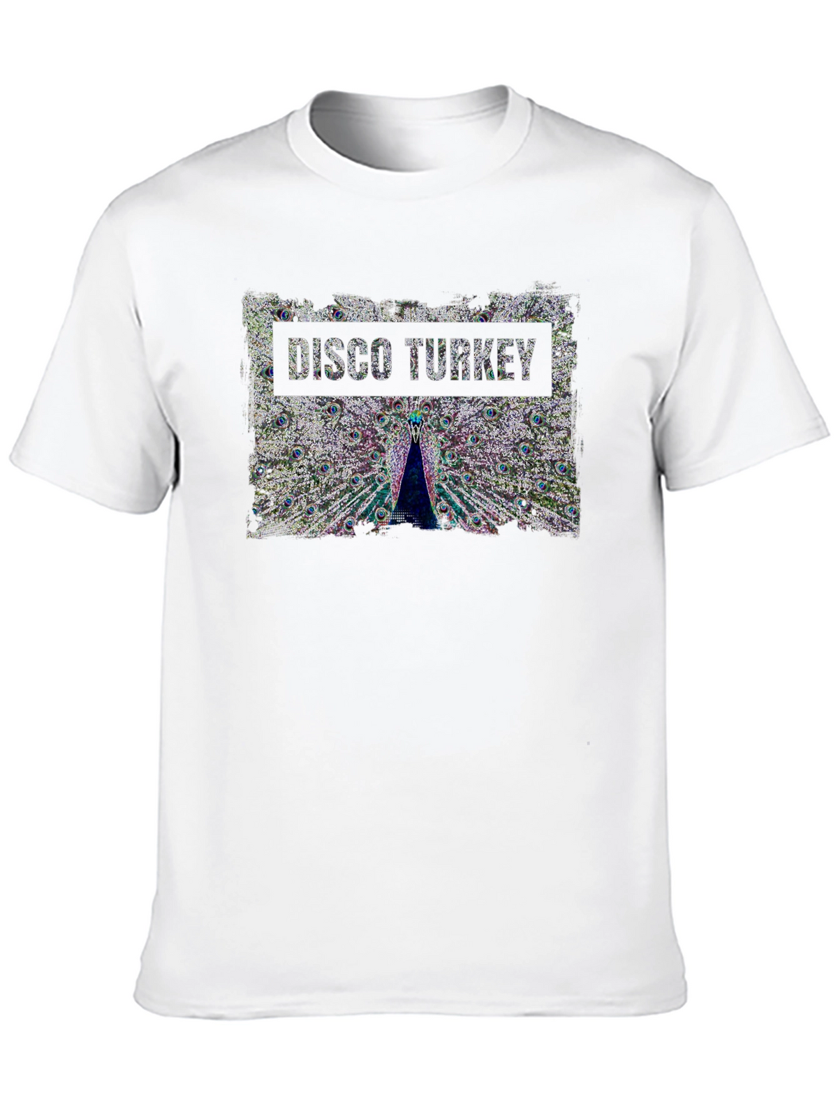 Disco Turkey Graphic Tee - Funky Peacock Design