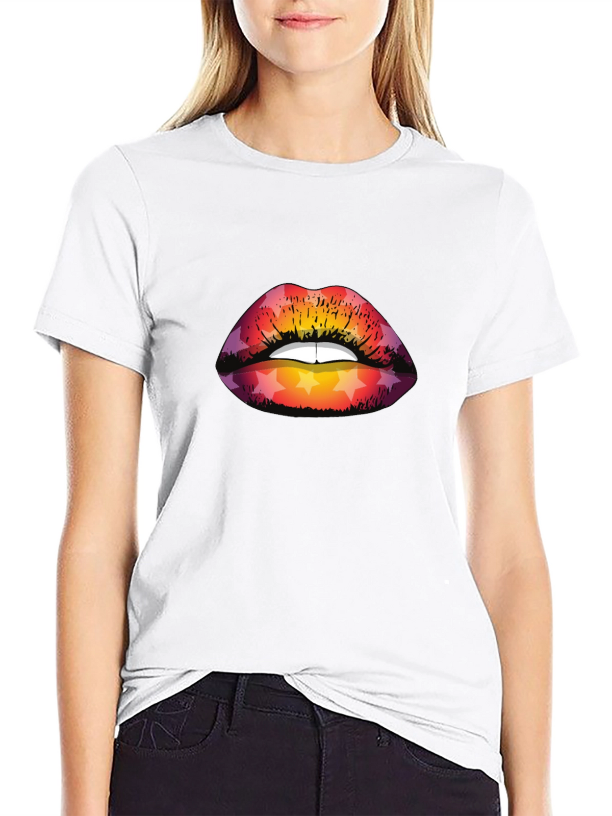 Star Lips Graphic Tee - Mens Black T-Shirt