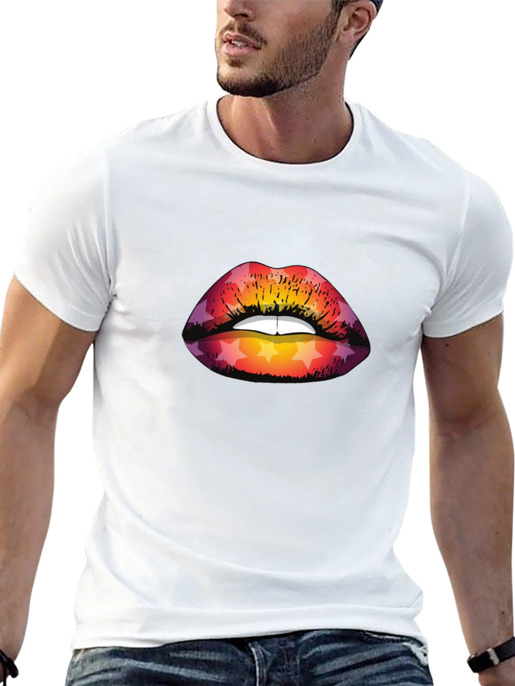 Star Lips Graphic Tee - Mens Black T-Shirt