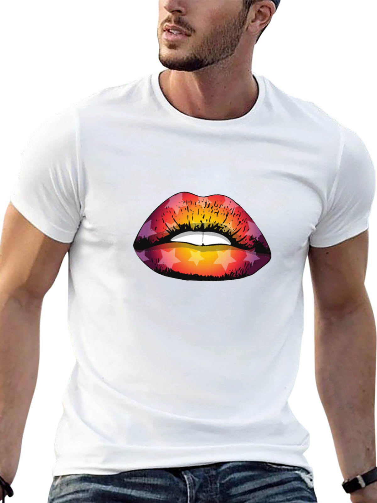 Star Lips Graphic Tee - Mens Black T-Shirt