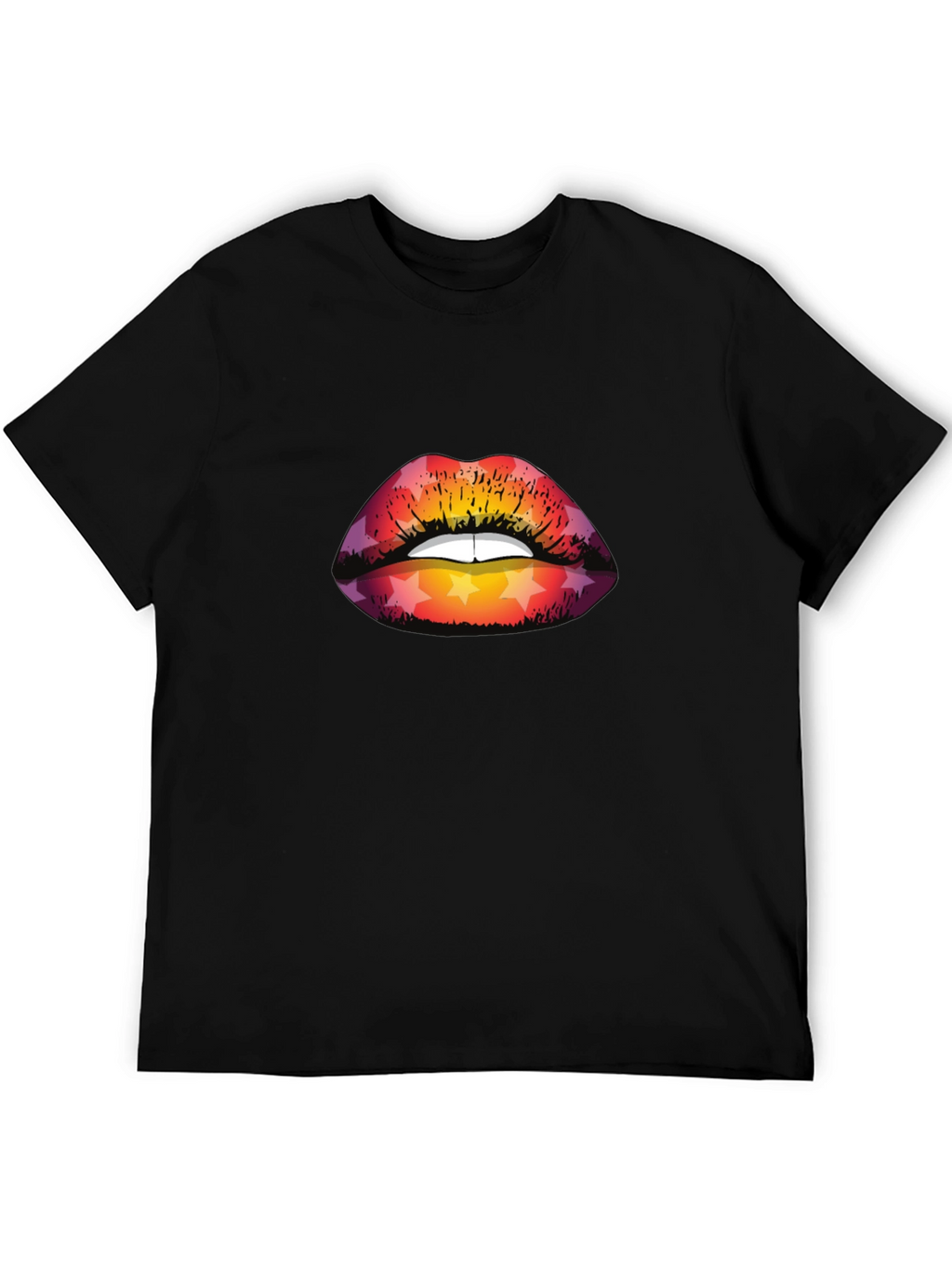 Star Lips Graphic Tee - Mens Black T-Shirt