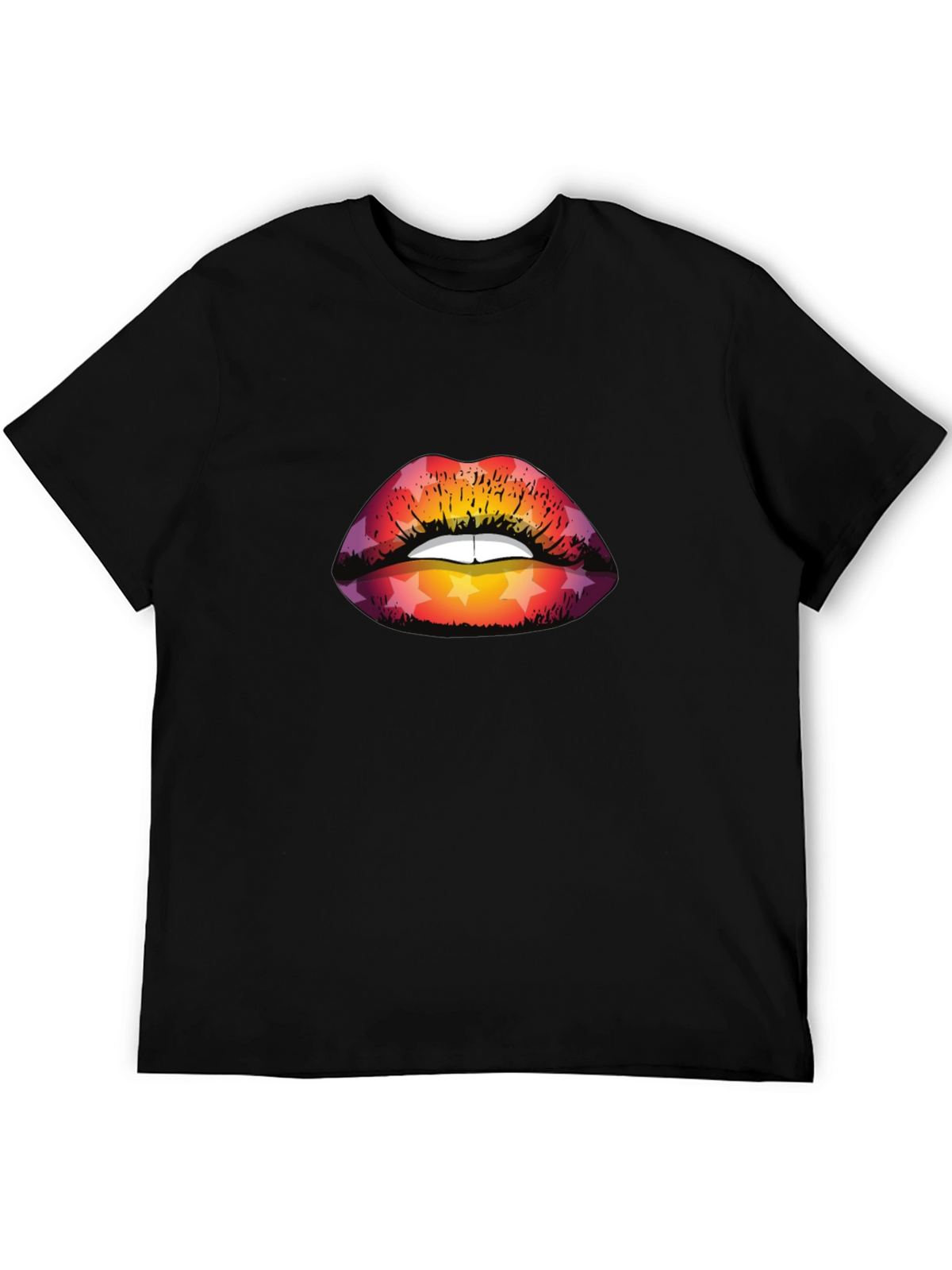 Star Lips Graphic Tee - Mens Black T-Shirt