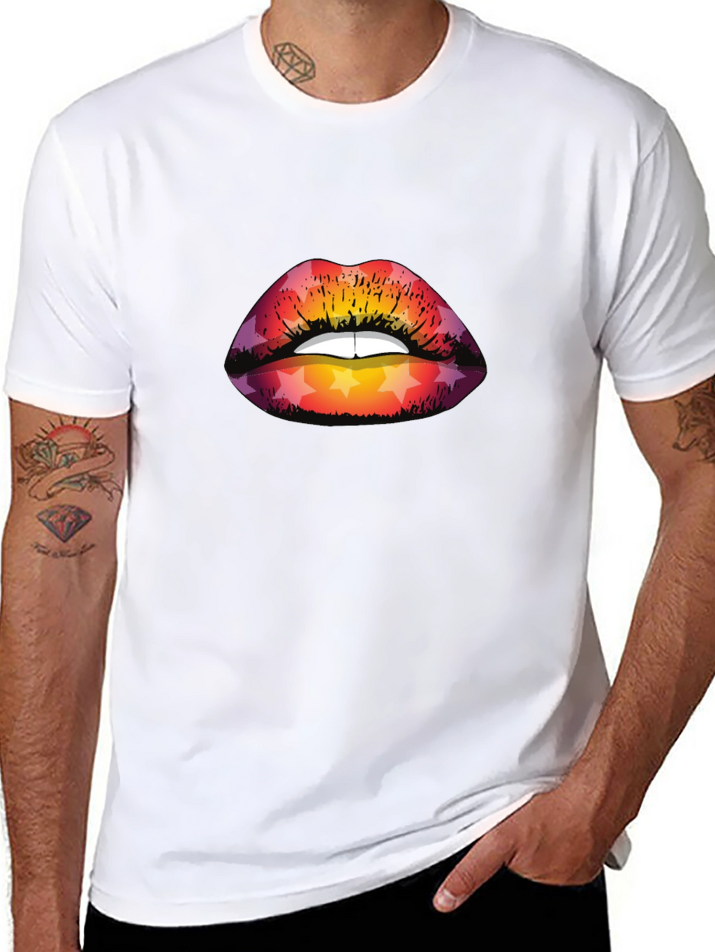 Star Lips Graphic Tee - Mens Black T-Shirt