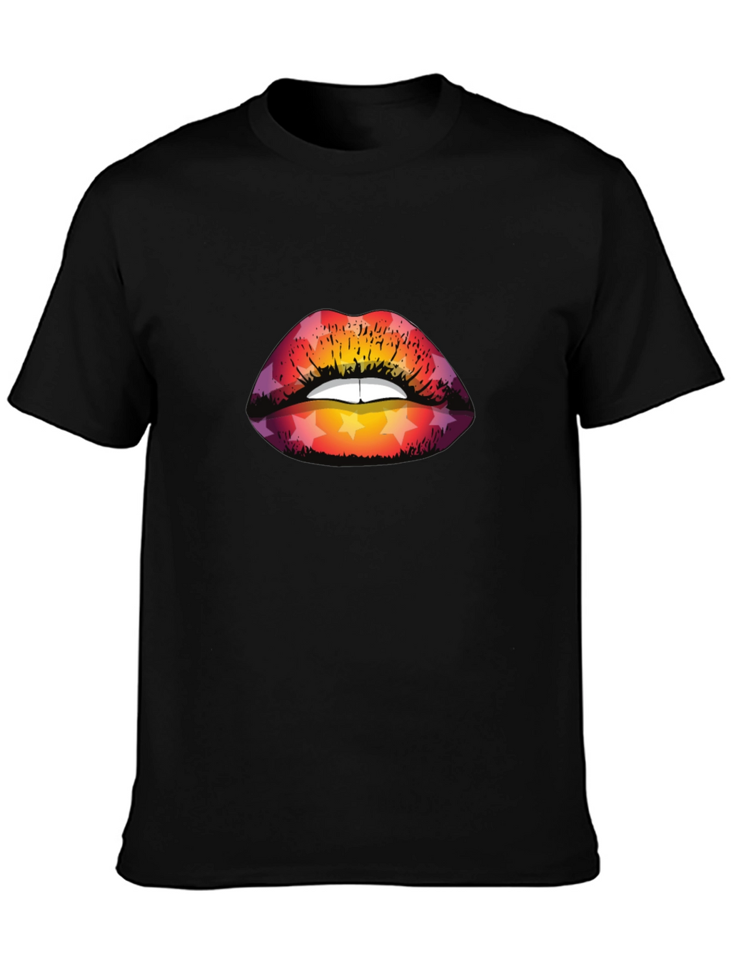 Star Lips Graphic Tee - Mens Black T-Shirt