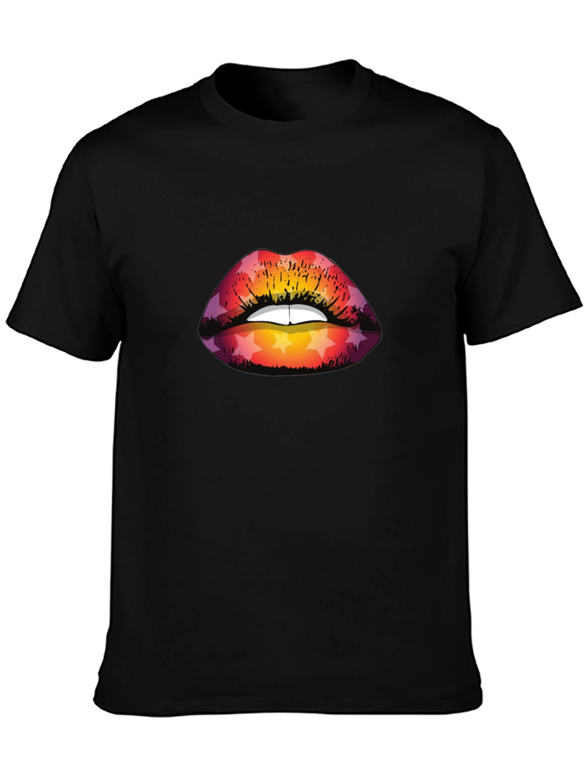 Star Lips Graphic Tee - Mens Black T-Shirt