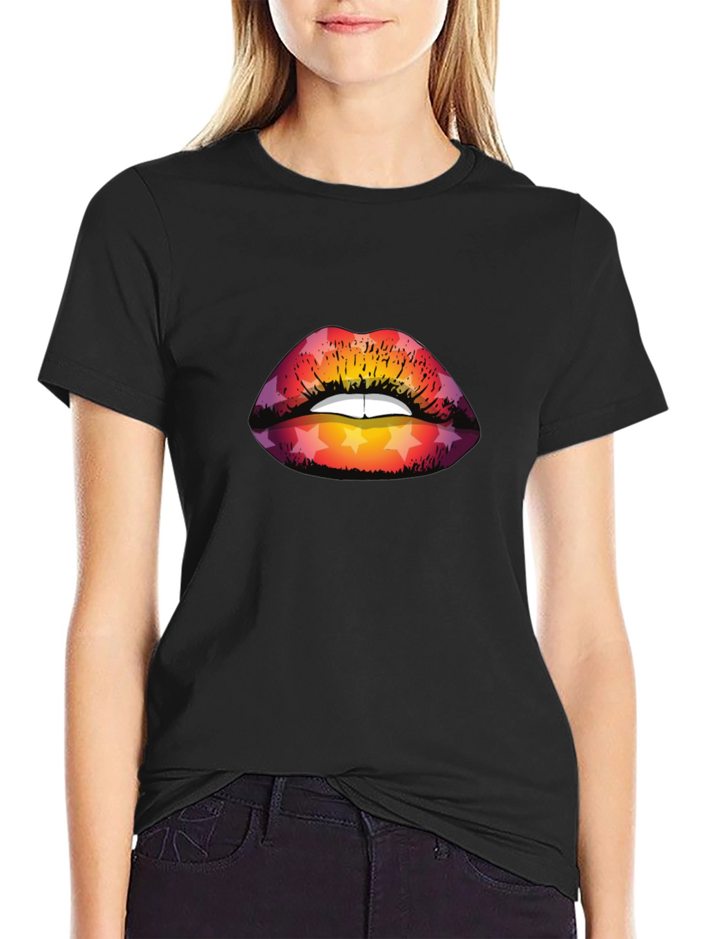 Star Lips Graphic Tee - Mens Black T-Shirt