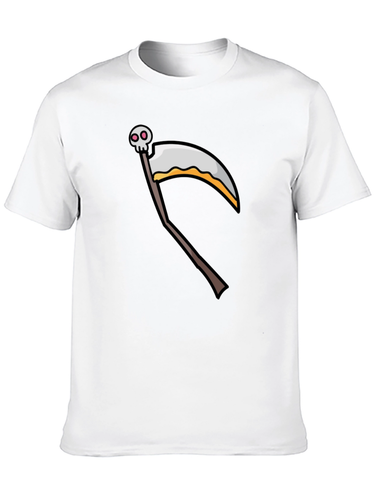 Cartoon Grim Reaper Scythe Black T-Shirt