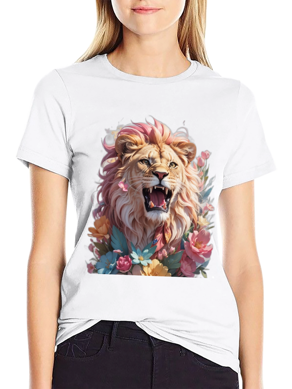 Floral Lion Graphic Tee - Bold & Stylish!