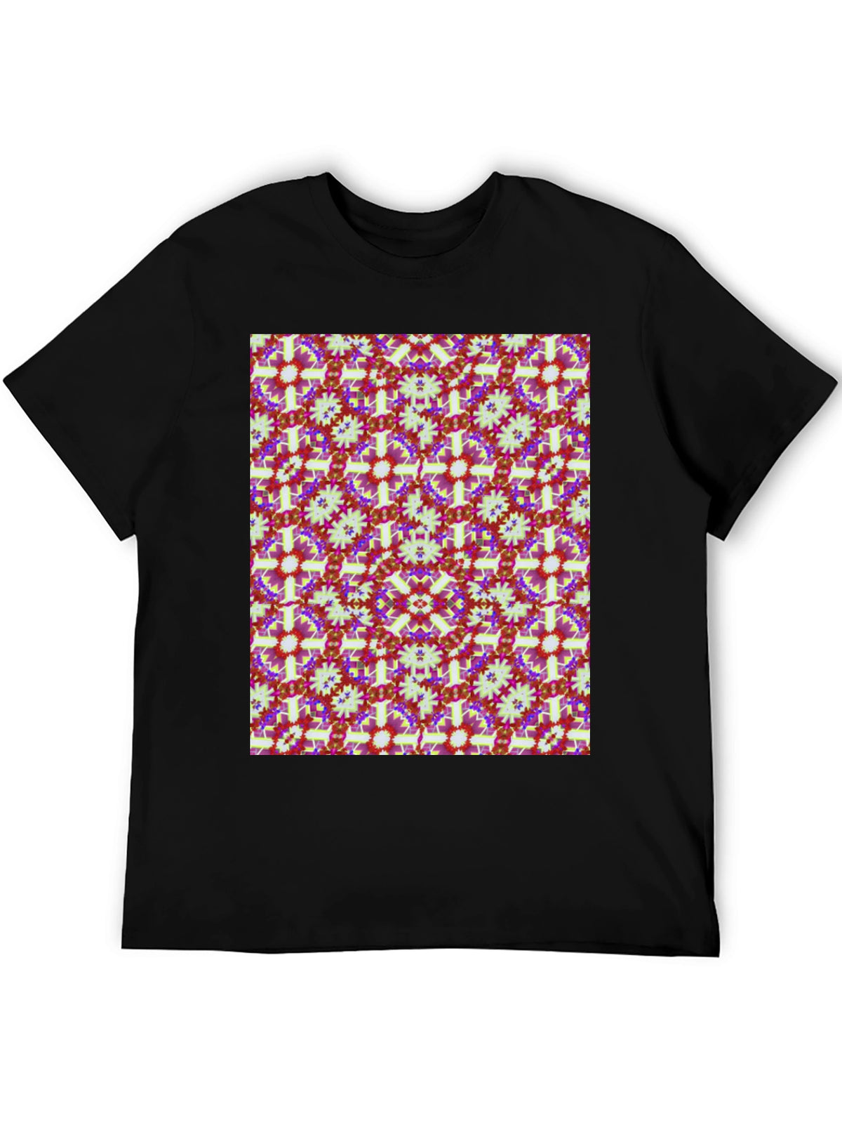 Patterned Mens Black T-Shirt