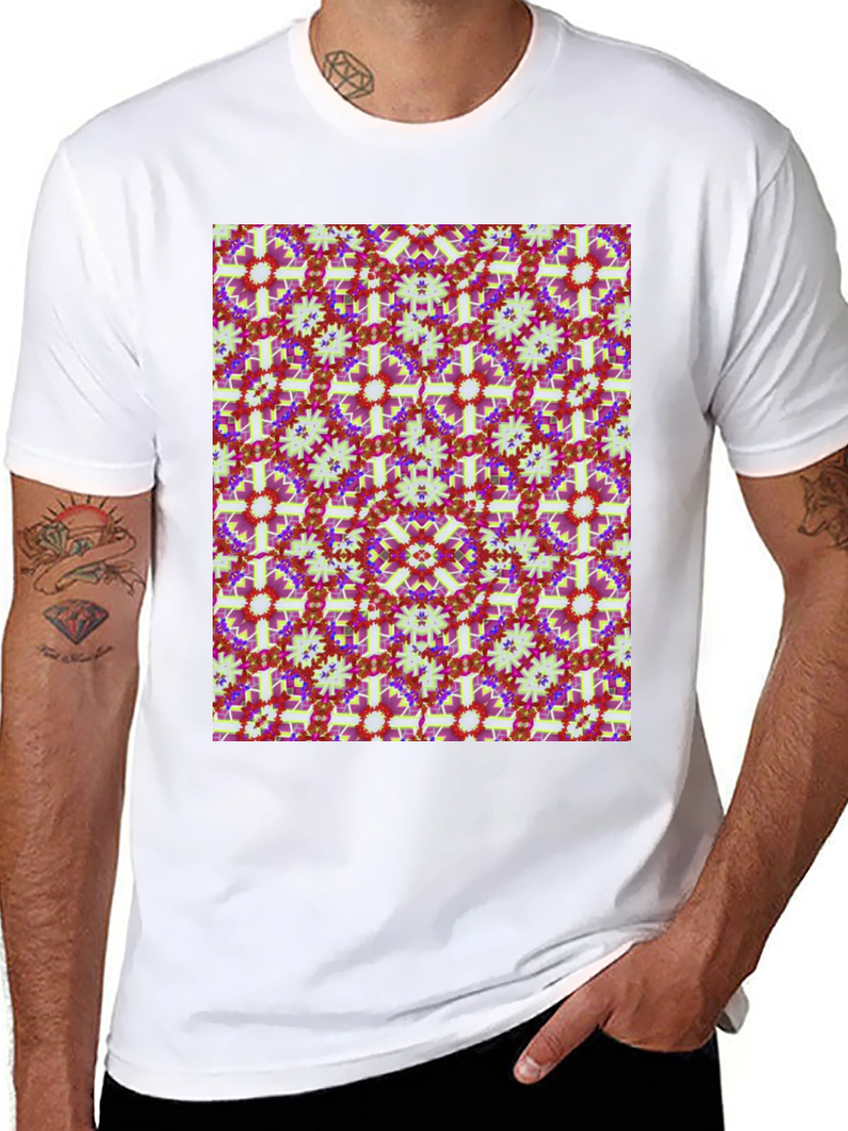 Patterned Mens Black T-Shirt