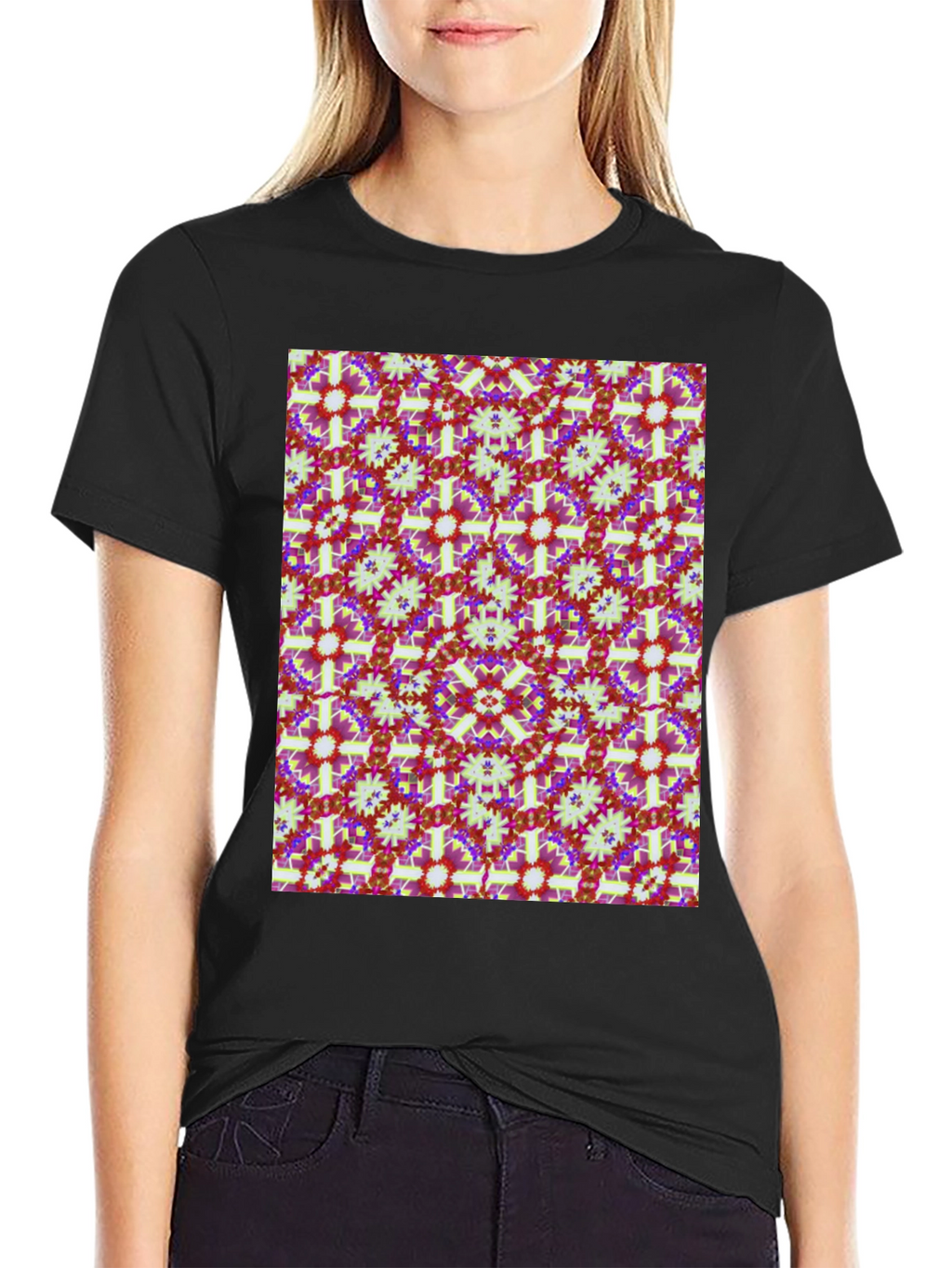 Patterned Mens Black T-Shirt
