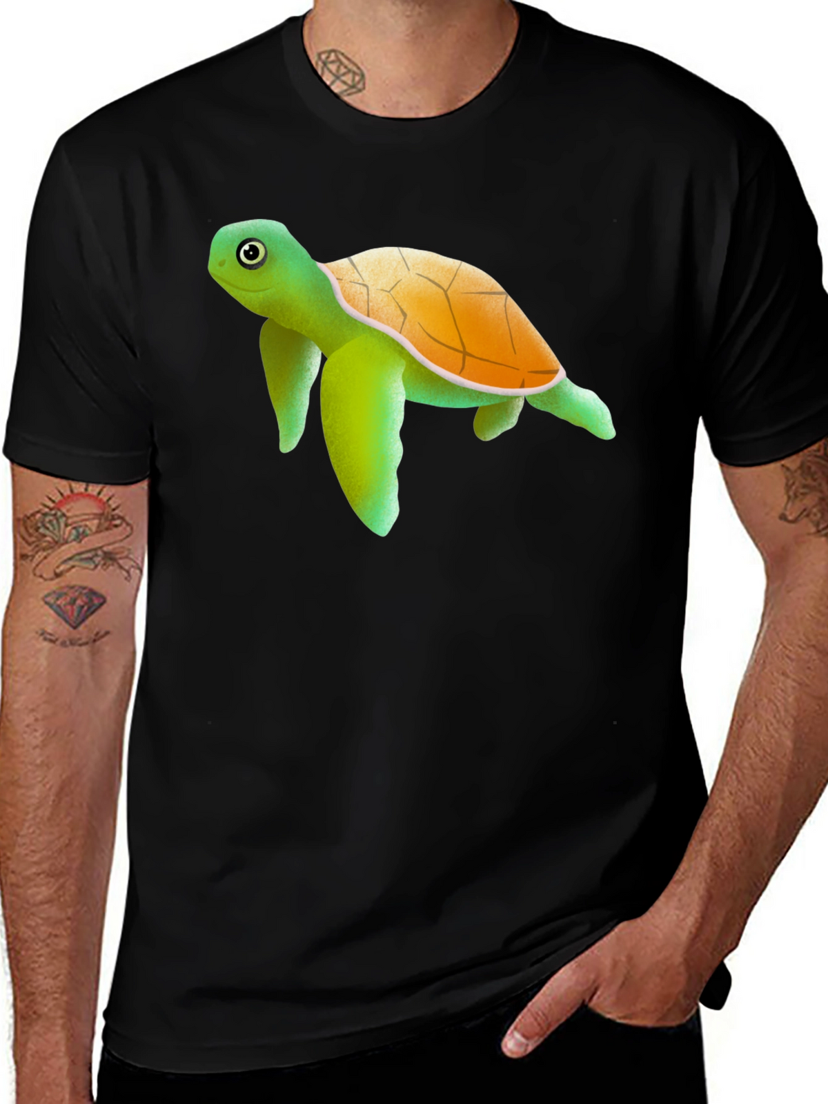 Turtle Graphic Tee - Cute Animal Print Shirt