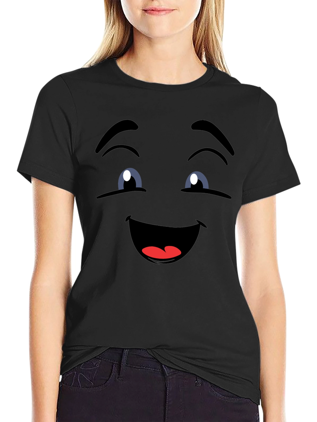 Funny Face Graphic Black T-Shirt