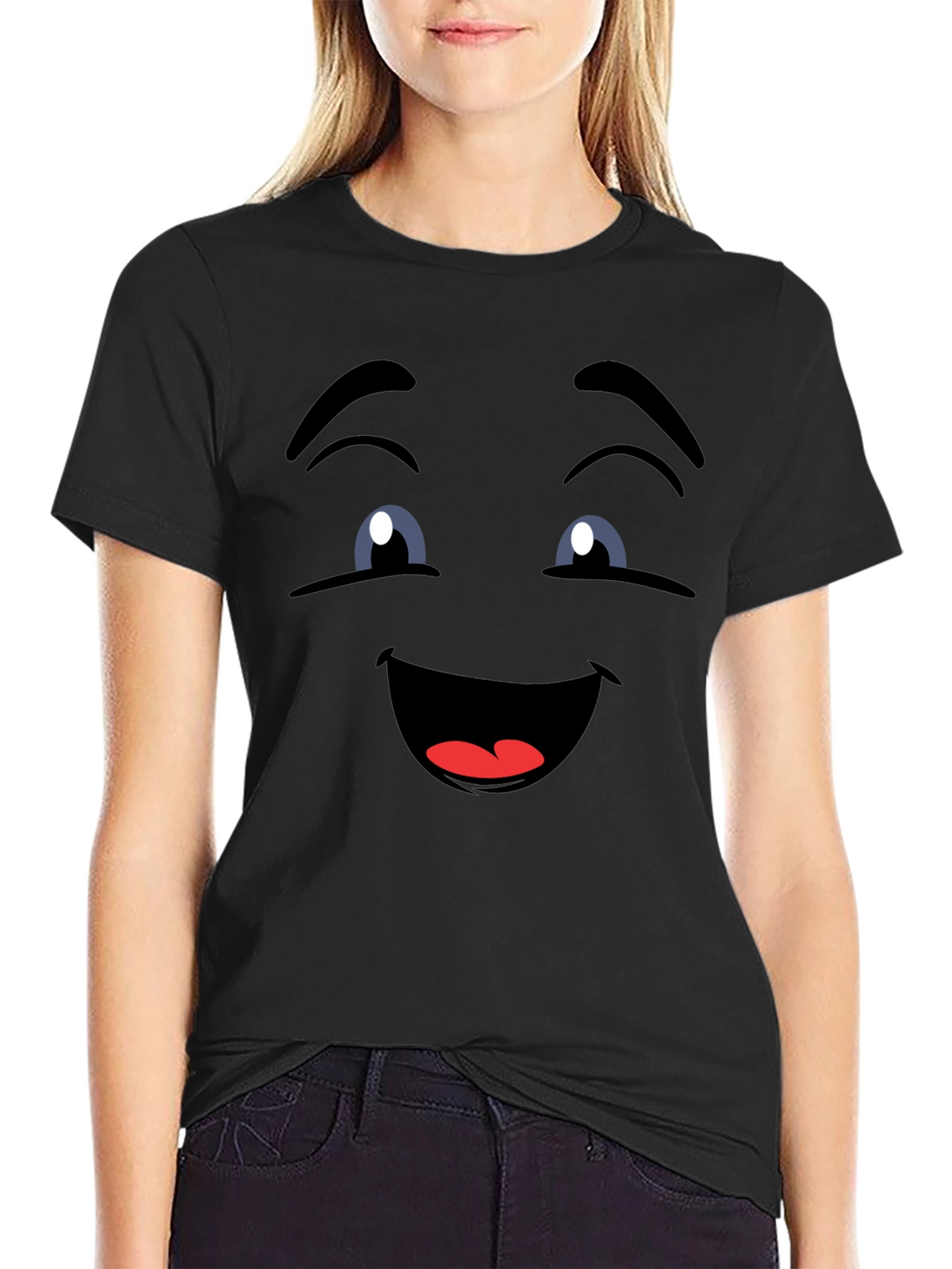 Funny Face Graphic Black T-Shirt