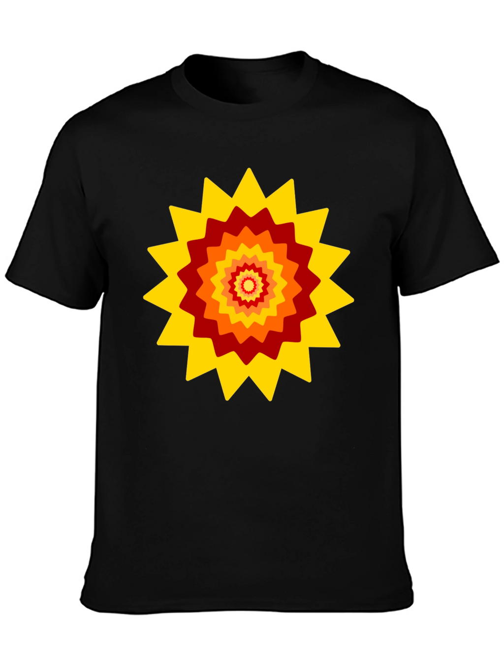Retro Sunburst Graphic Tee - Black Cotton Blend