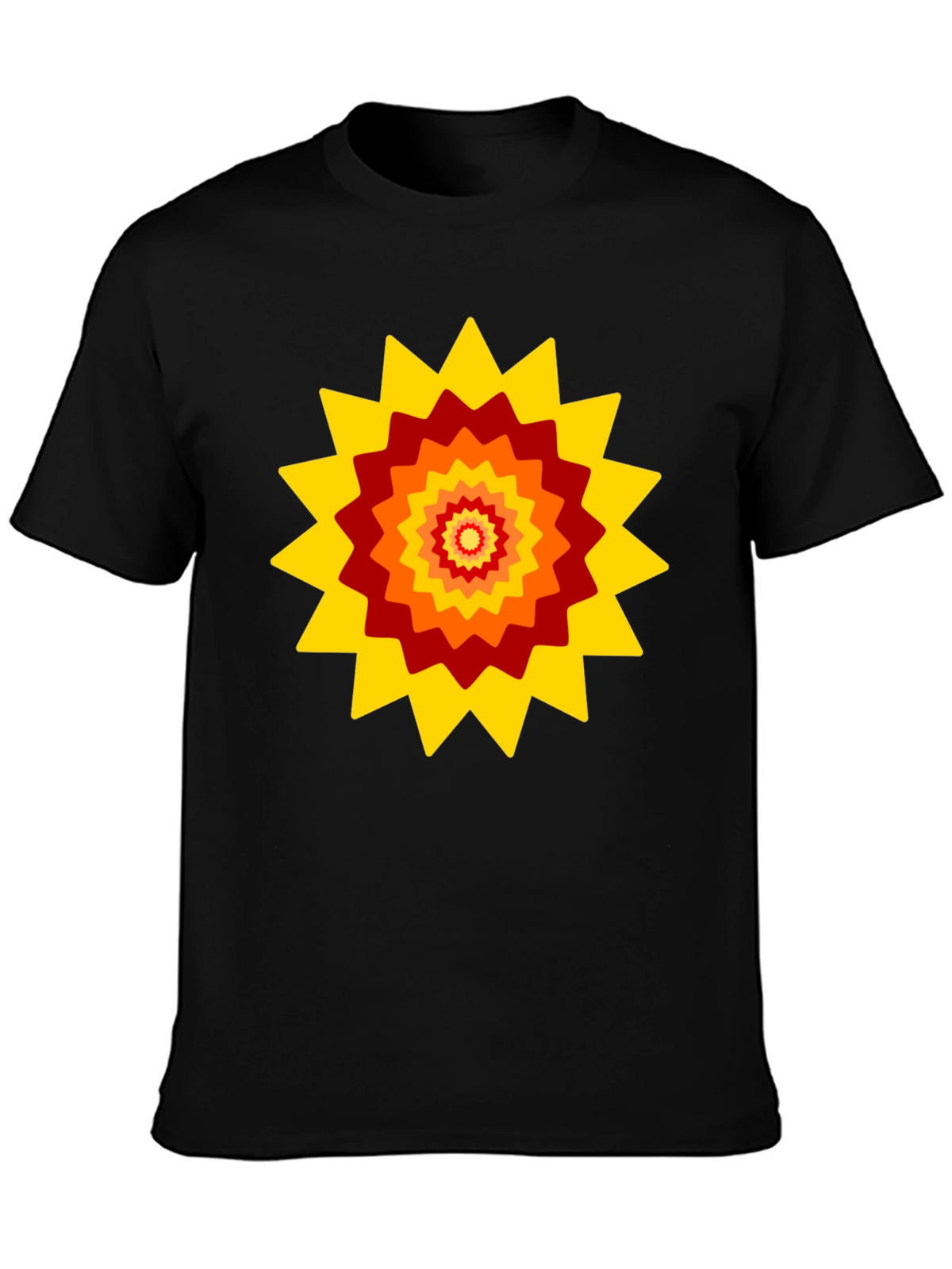 Retro Sunburst Graphic Tee - Black Cotton Blend