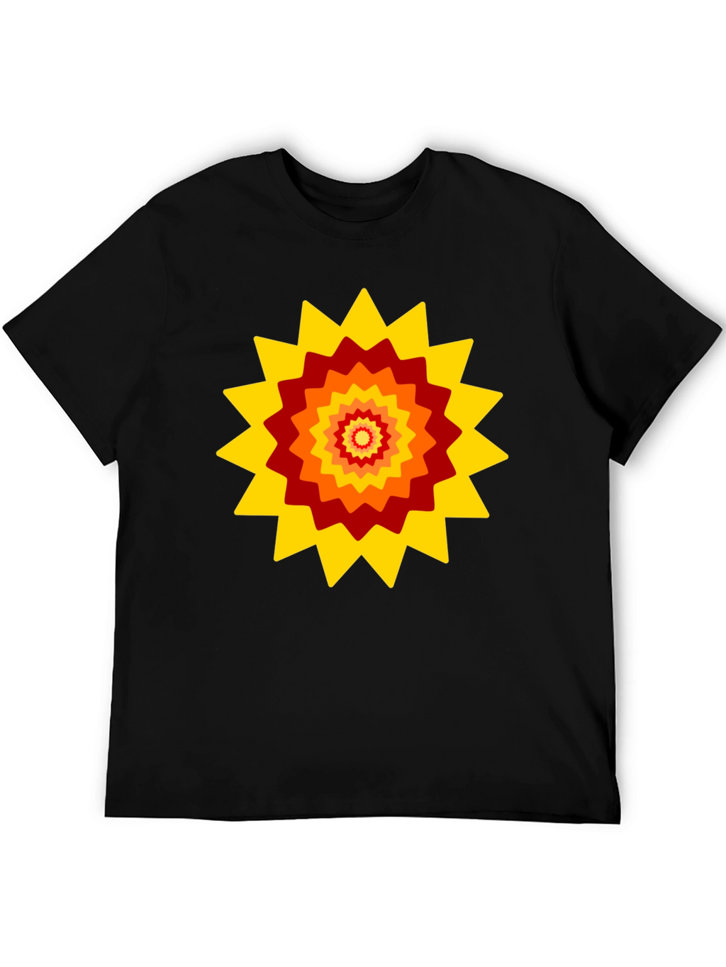Retro Sunburst Graphic Tee - Black Cotton Blend