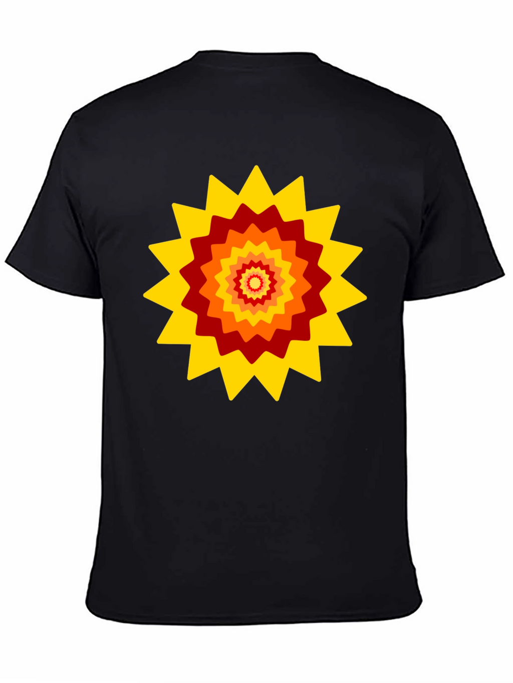 Retro Sunburst Graphic Tee - Black Cotton Blend
