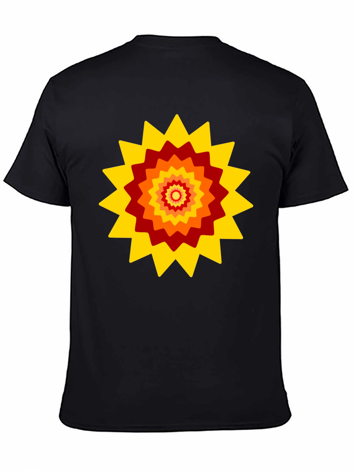 Retro Sunburst Graphic Tee - Black Cotton Blend