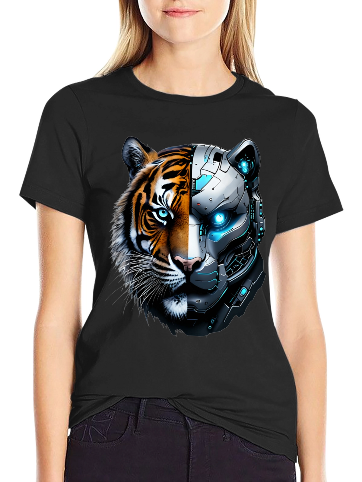 Cyber Tiger Graphic Tee - Unique Design