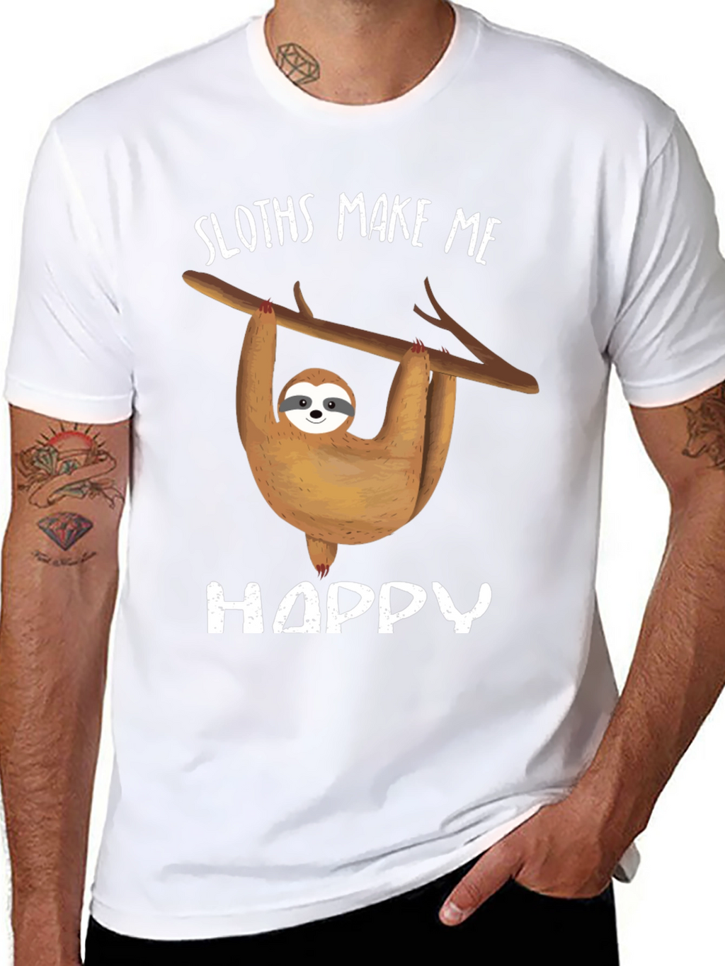 Sloth Graphic Tee - Sloths Make Me Happy Design