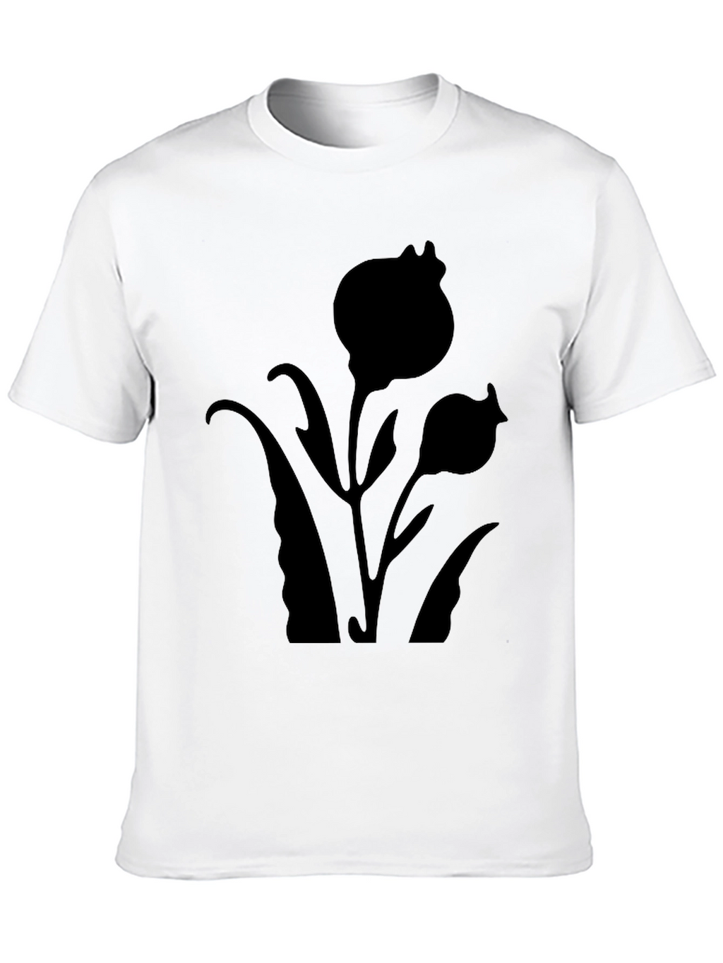 Black Floral Silhouette T-Shirt