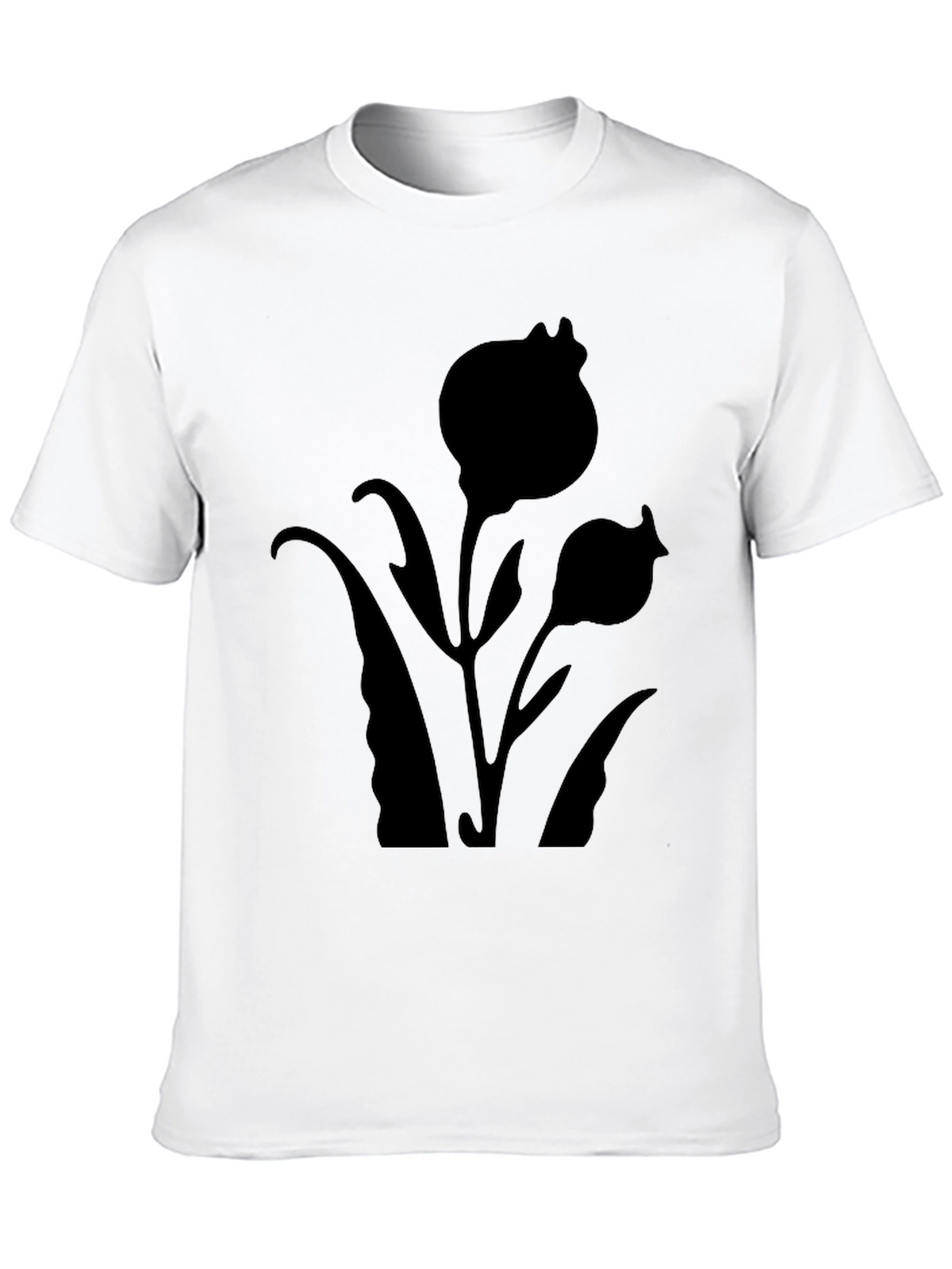 Black Floral Silhouette T-Shirt