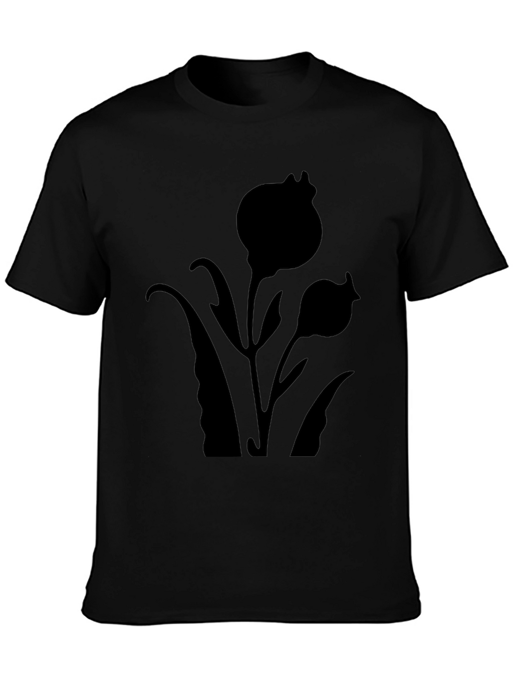 Black Floral Silhouette T-Shirt