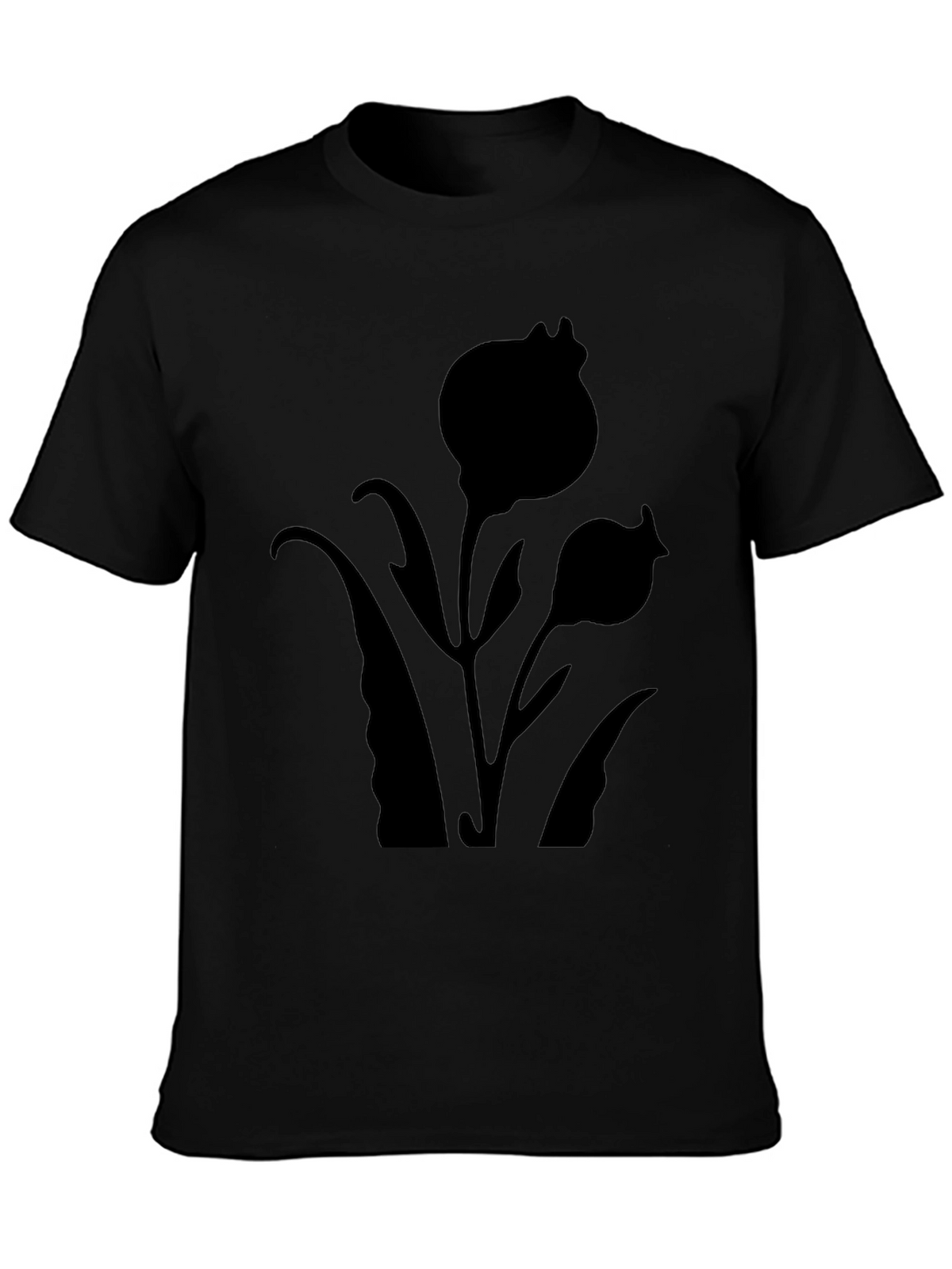 Black Floral Silhouette T-Shirt