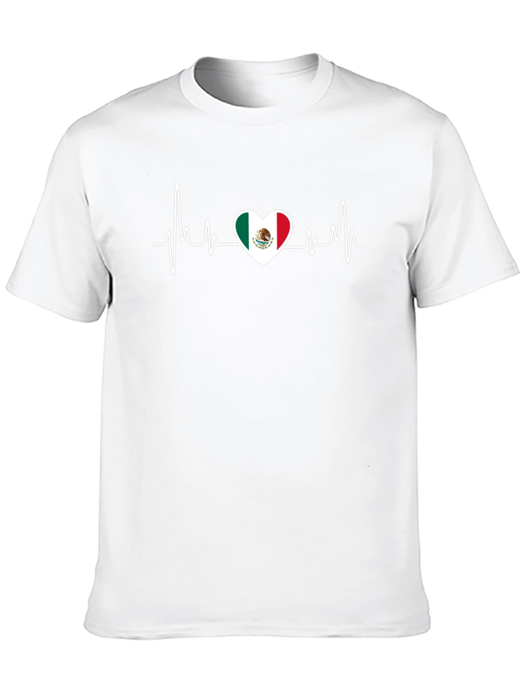Mexico Flag Heartbeat Graphic Tee - Black Cotton T-Shirt