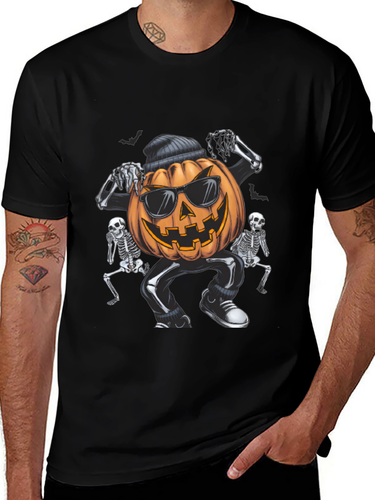 Cool Pumpkin Gangster Halloween Graphic T-Shirt
