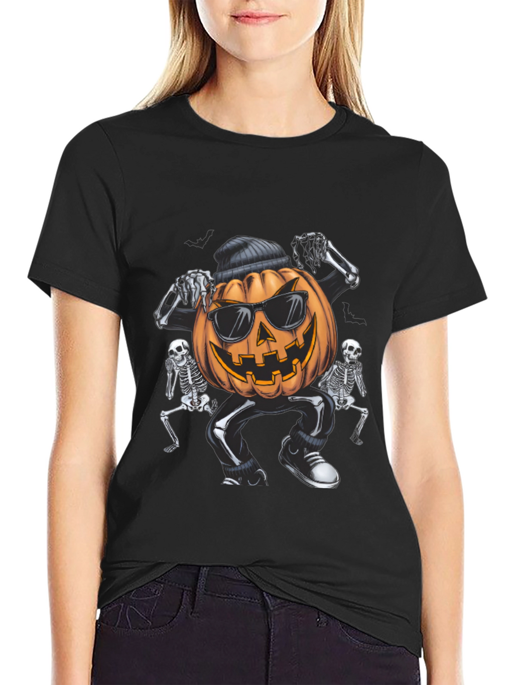 Cool Pumpkin Gangster Halloween Graphic T-Shirt