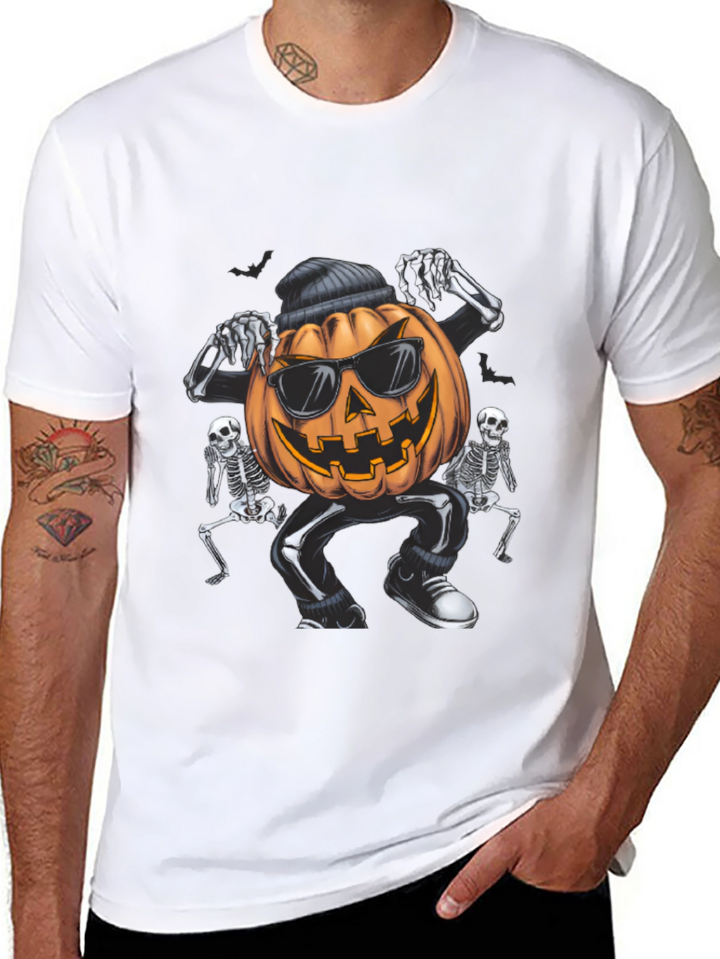 Cool Pumpkin Gangster Halloween Graphic T-Shirt