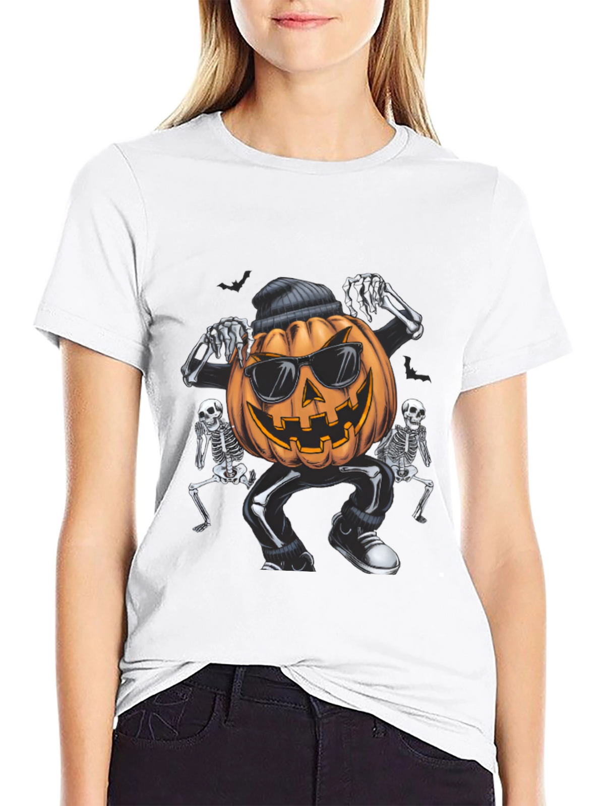 Cool Pumpkin Gangster Halloween Graphic T-Shirt