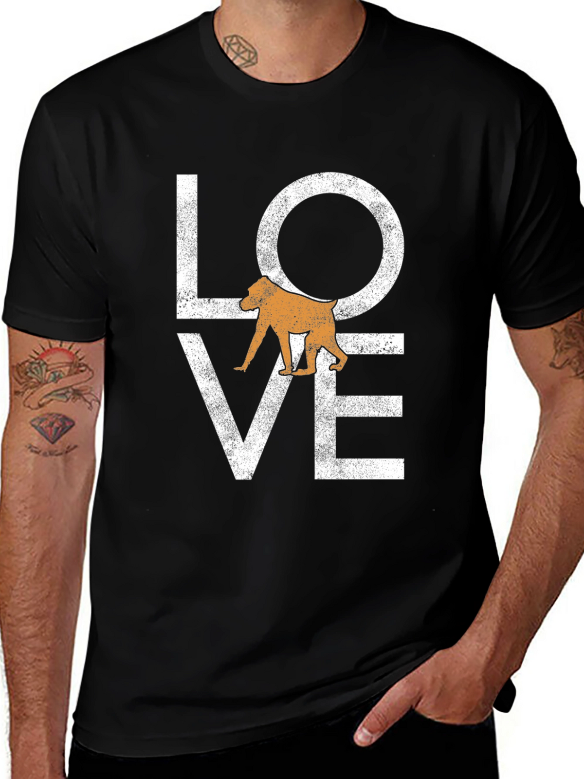 Love Baboon Graphic Tee - Soft Black T-Shirt